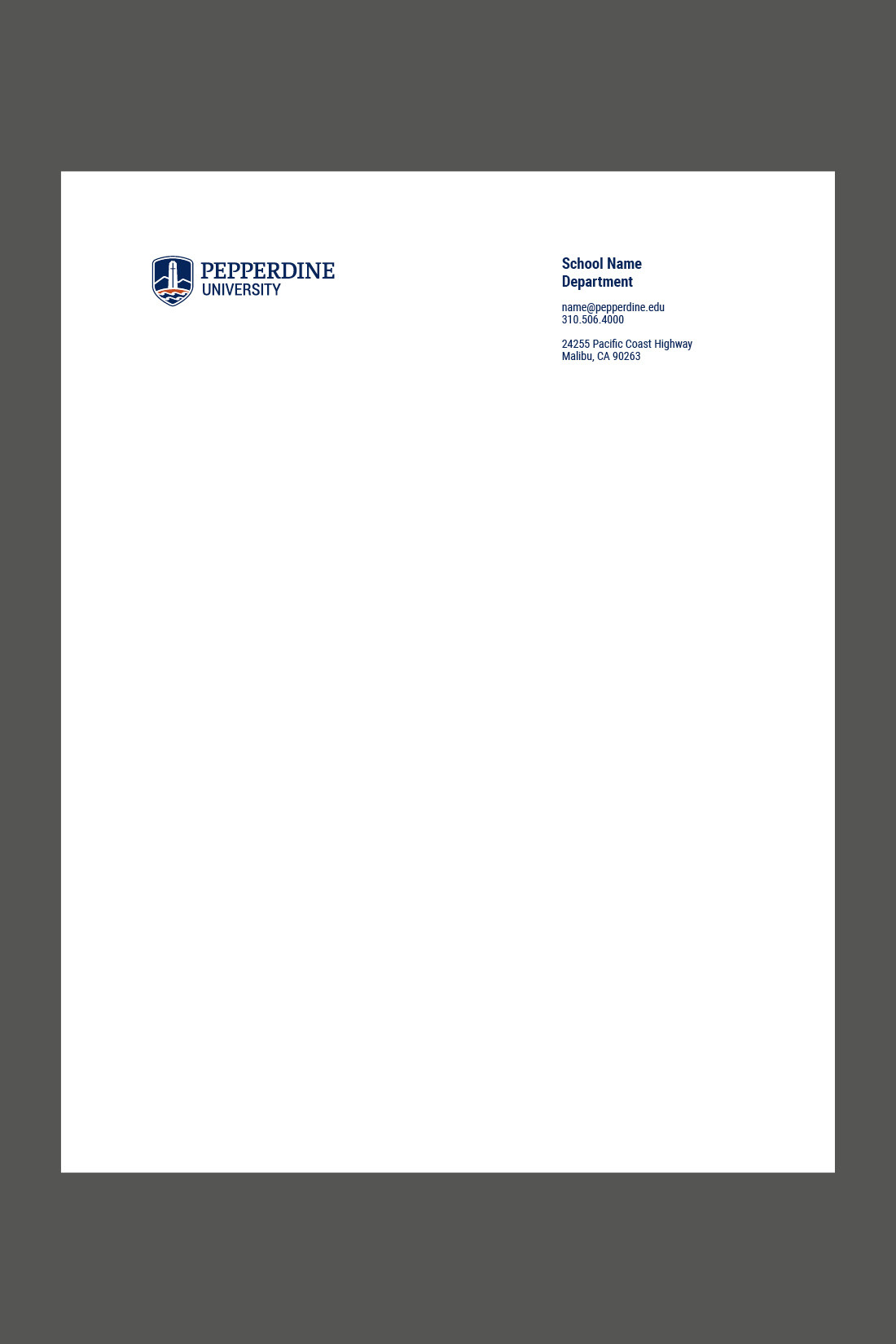 Pepperdine University Letterhead